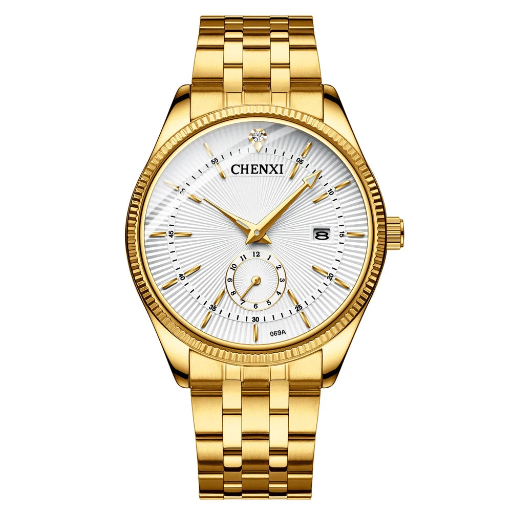 CHENXI Fashion Couple Golden Watches Casual Men and Women