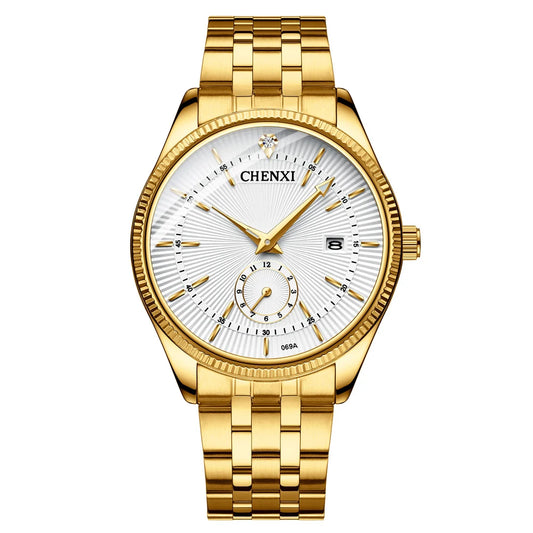 CHENXI Fashion Couple Golden Watches Casual Men and Women