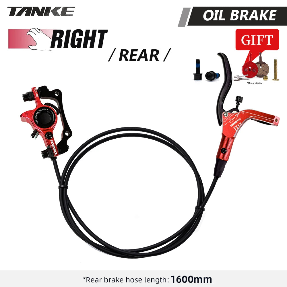 TANKE Mountain Bike Hydraulic Disc Brake Kit with 160mm Rotors, Hydraulic Calipers, Front and Rear Mounts, and 22.2mm Handlebar