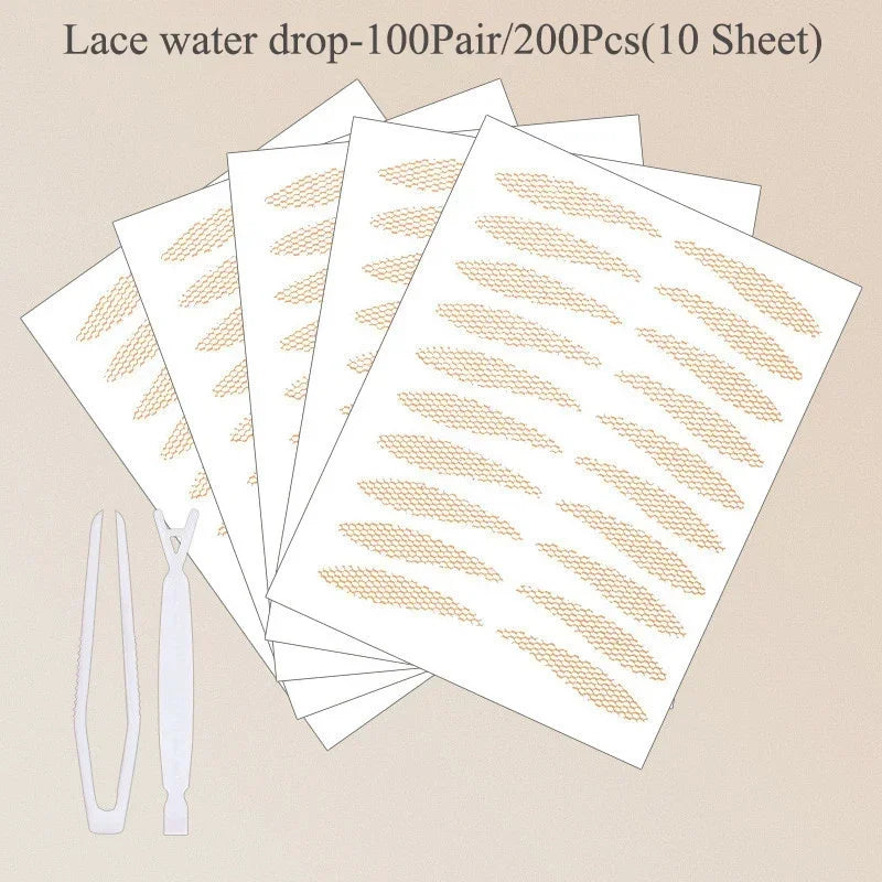 Lace Mesh Olive-shaped Eyelid Paste-shaped Invisible Double Fold Eyelid Shadow Tape Sticker Beauty Makeup Eyelid Tool 180-480Pcs