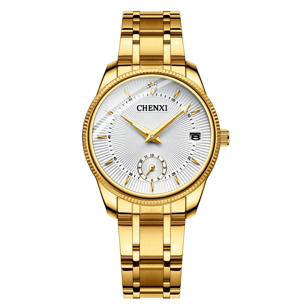 CHENXI Fashion Couple Golden Watches Casual Men and Women