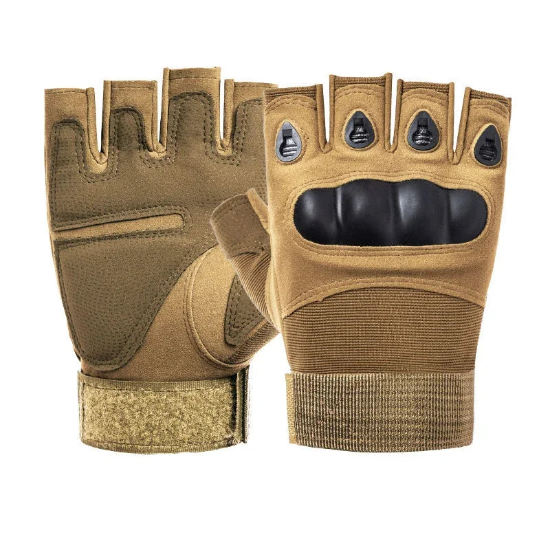Tactical Hard Knuckle Half Finger Gloves Men's Combat Hunting Shooting Paintball Duty - Fingerless