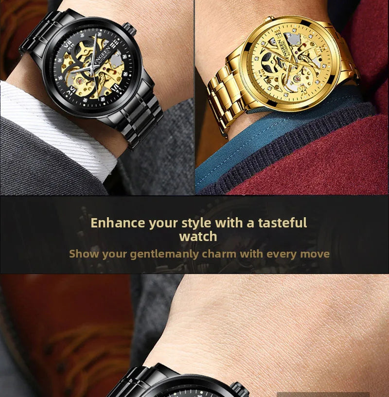 Casual Business Skeleton Automatic Watch for Man