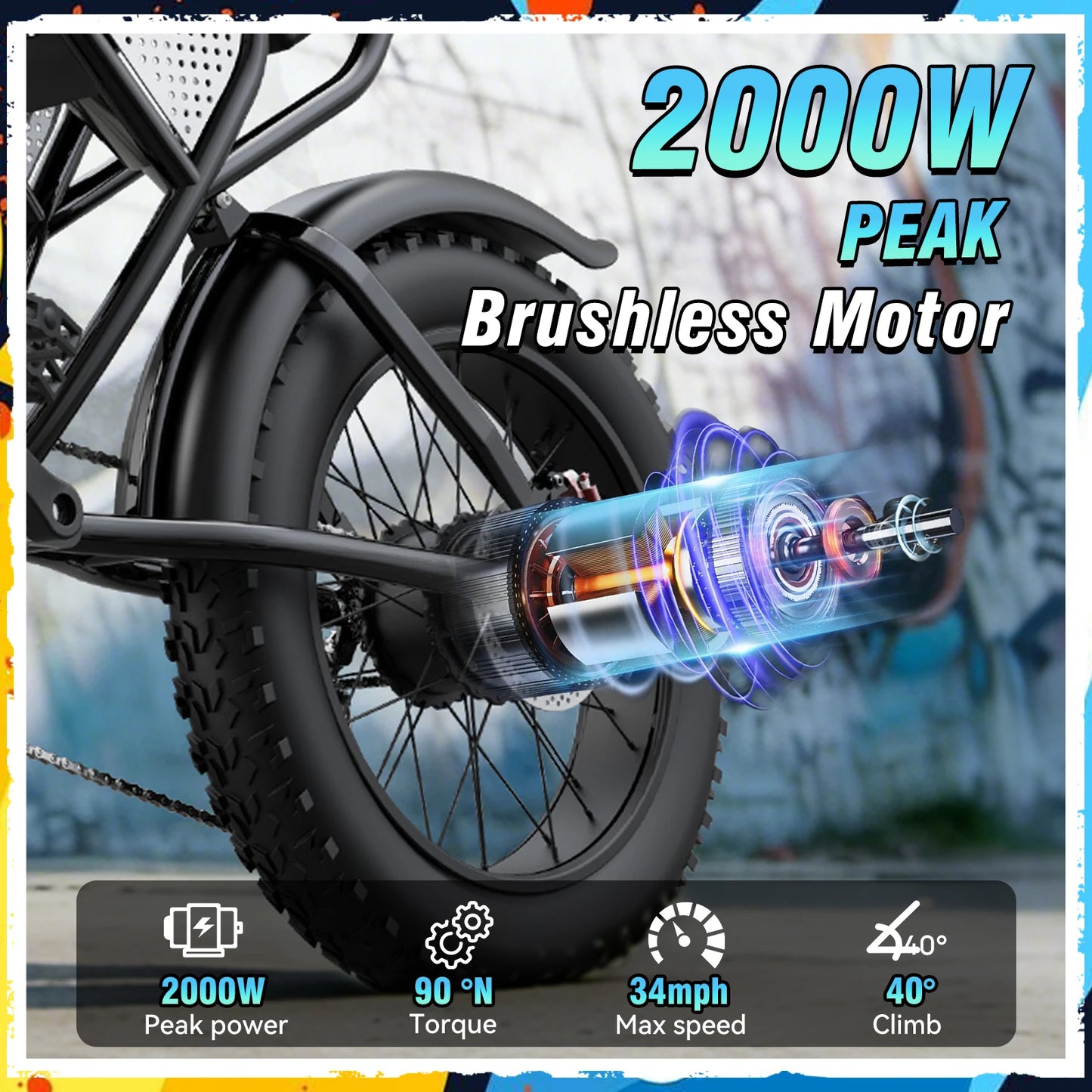 Ridstar Q30 2000W Electric Bike for Adults 48V 20Ah Detachable Battery 33MPH & 88 Miles