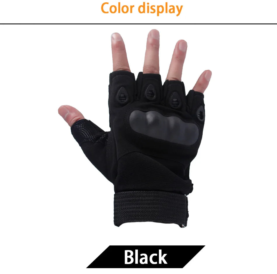 Tactical Hard Knuckle Half Finger Gloves Men's Combat Hunting Shooting Paintball Duty - Fingerless