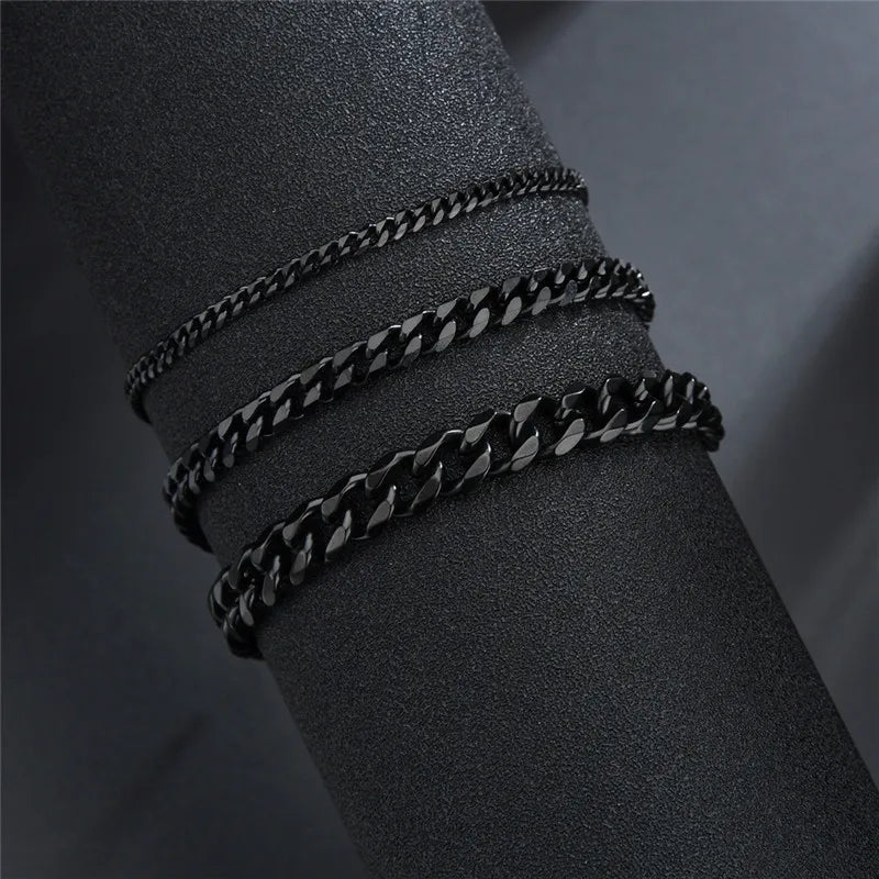 LETAPI Fashion Stainless Steel Curb Cuban Chain Bracelet for Men Women