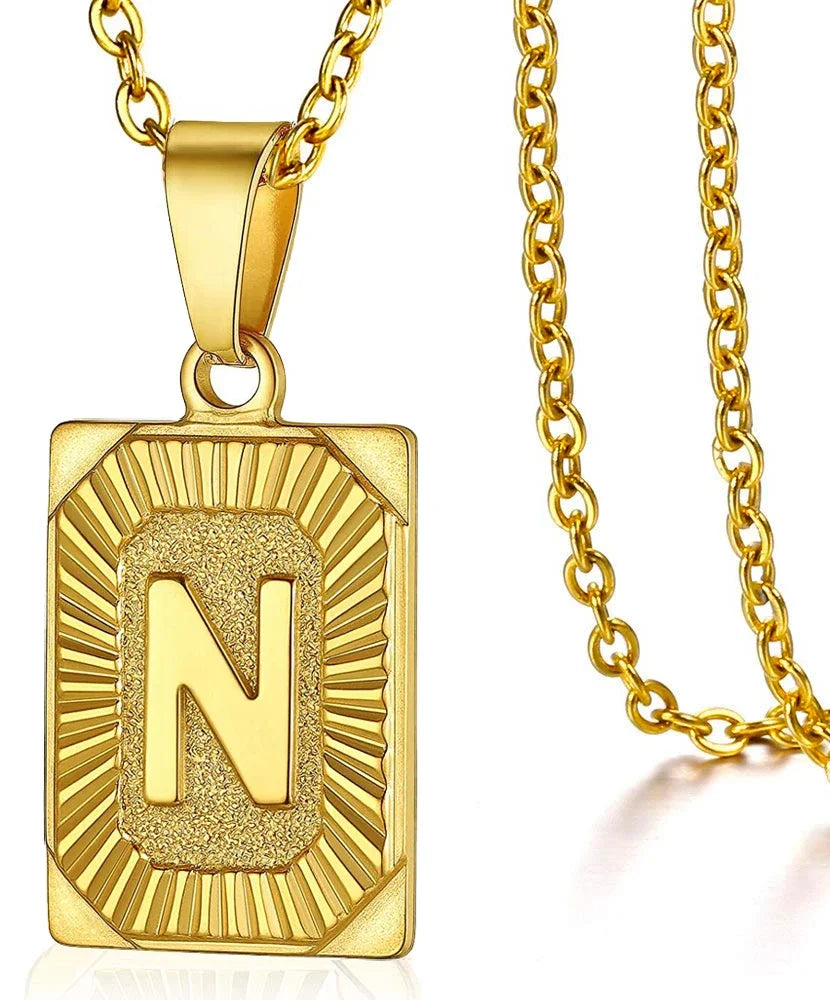 Initial Pendant Necklace for Women Simple Stainless Steel