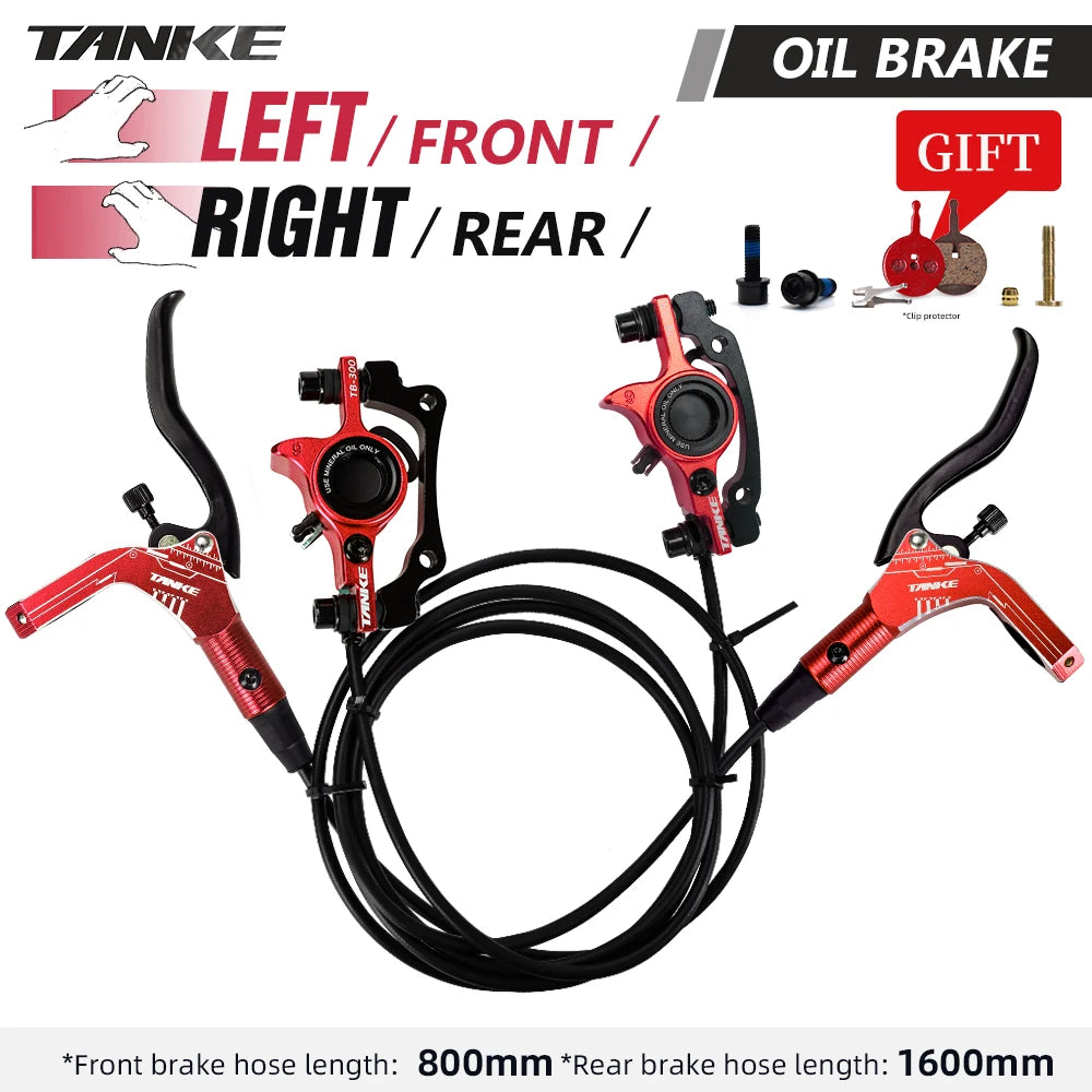 TANKE Mountain Bike Hydraulic Disc Brake Kit with 160mm Rotors, Hydraulic Calipers, Front and Rear Mounts, and 22.2mm Handlebar