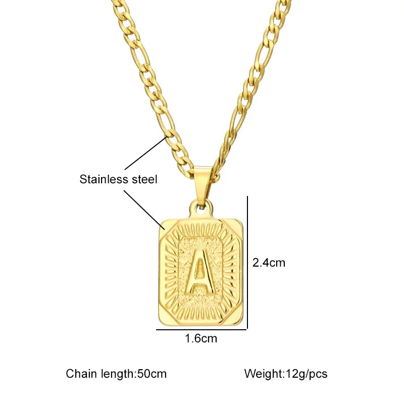 Initial Pendant Necklace for Women Simple Stainless Steel