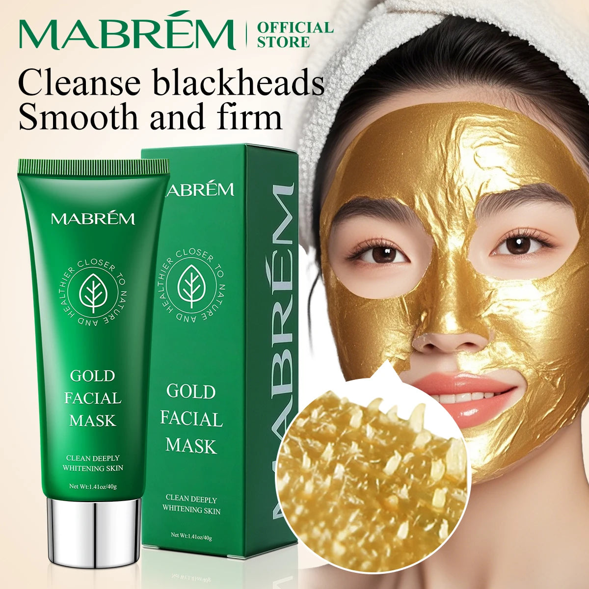MABREM Gold Blackhead Mask Remove Stains Shrink Pore Improve Rough Skin Acne Depth Replenishment Moisturizing Oil-control 40g