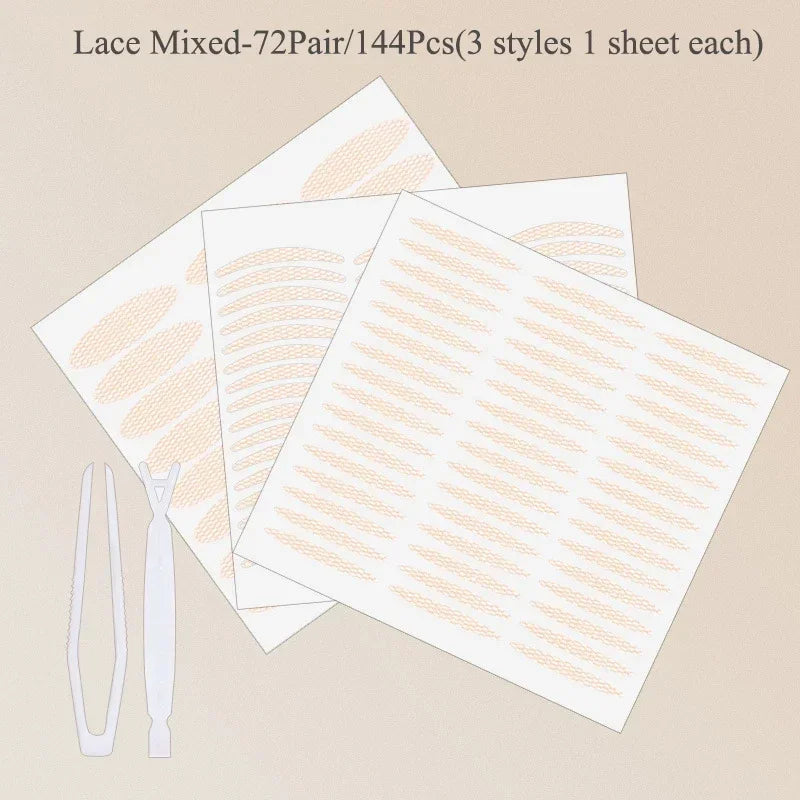 Lace Mesh Olive-shaped Eyelid Paste-shaped Invisible Double Fold Eyelid Shadow Tape Sticker Beauty Makeup Eyelid Tool 180-480Pcs