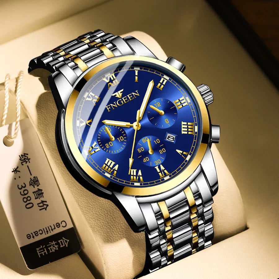 FNGEEN Hot Men Watches Top Brand Luxury Waterproof Date Clock