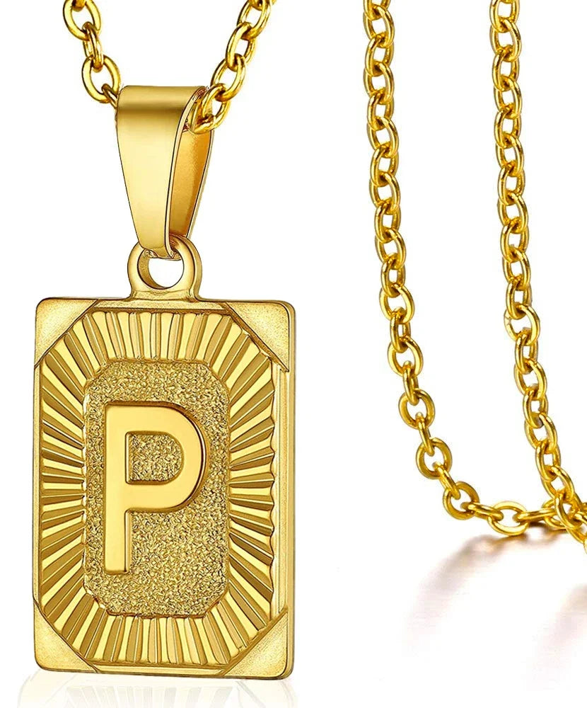 Initial Pendant Necklace for Women Simple Stainless Steel
