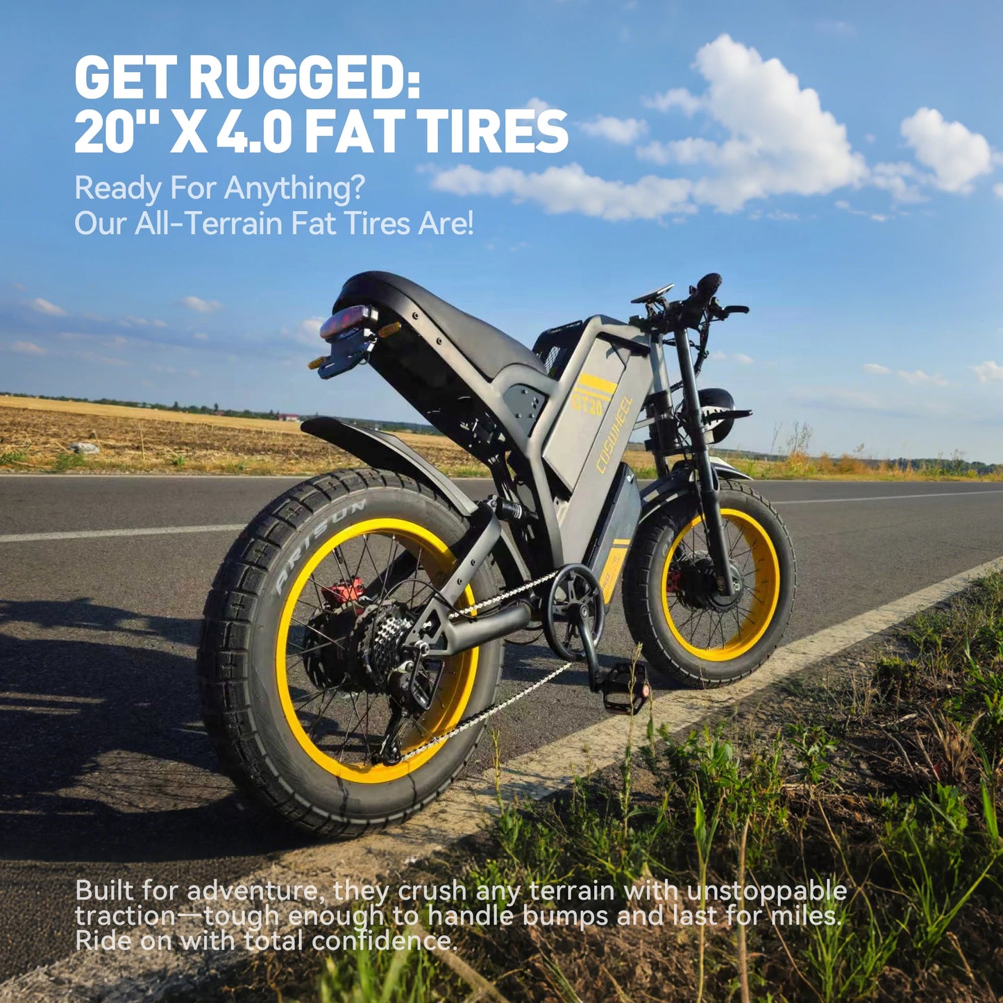 COSWHEEL GT20 Pro Dual motors E-Mountain bike 48V 25+15Ah Dual batteries Dual suspension 20" Fat Tire Off-Road Adult E-bike