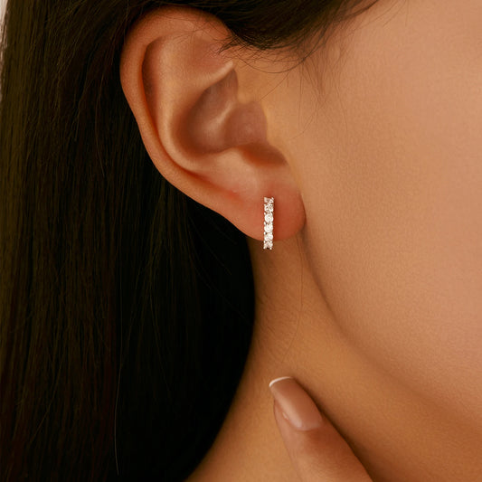 MODIAN D Color Moissanite Small Hoop Earrings 925 Sterling Silver