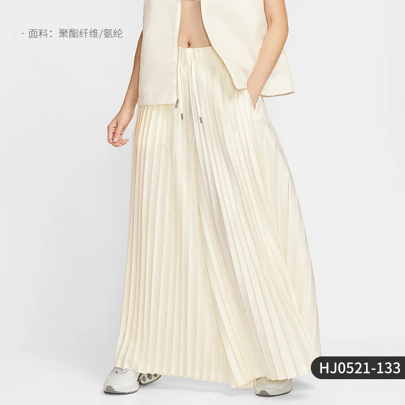 Nike genuine 2025 women's loose and simple mid waist pleated lace up pants HJ0521-133