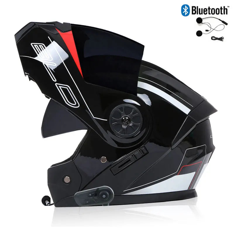 Bluetooth Men's Motorcycle Helmets Full Face Casco for Motorcycles Man Motocross Kask Flip up Casque De Moto  DOT Certified BLD