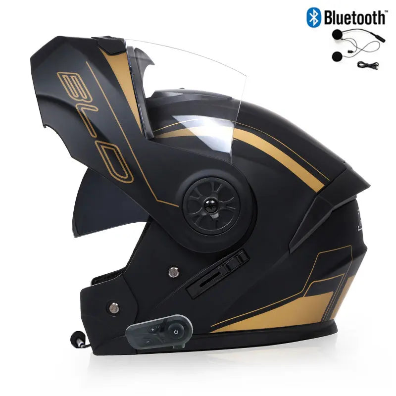 Bluetooth Men's Motorcycle Helmets Full Face Casco for Motorcycles Man Motocross Kask Flip up Casque De Moto  DOT Certified BLD