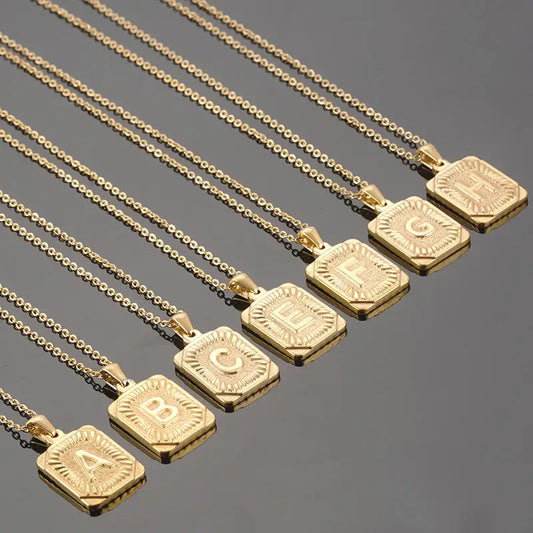 Initial Pendant Necklace for Women Simple Stainless Steel
