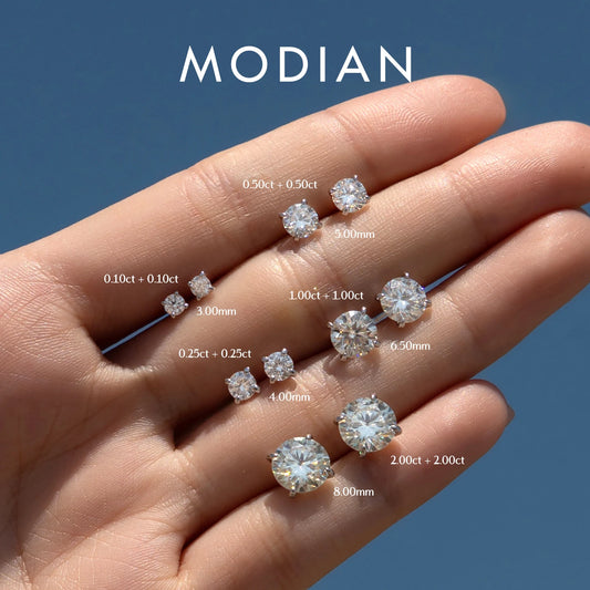 MODIAN 5 Sizes D Color Moissanite Earrings 925 Sterling Silver