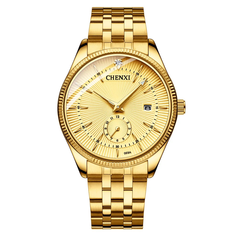 CHENXI Fashion Couple Golden Watches Casual Men and Women