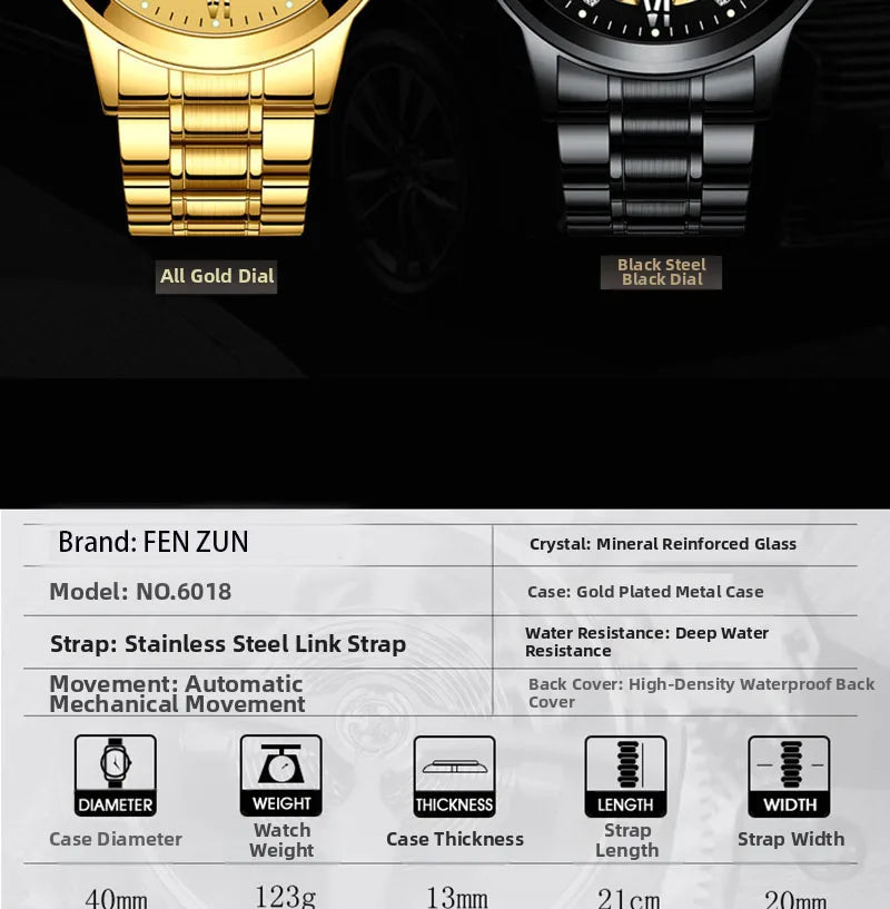 Casual Business Skeleton Automatic Watch for Man