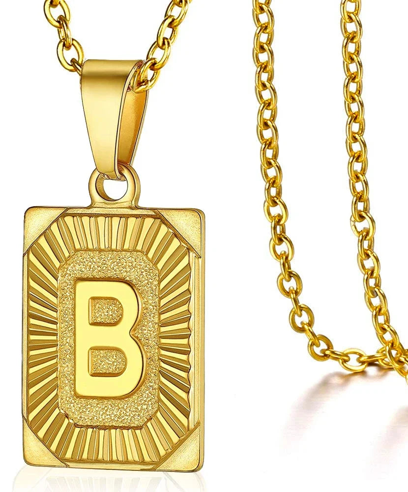 Initial Pendant Necklace for Women Simple Stainless Steel