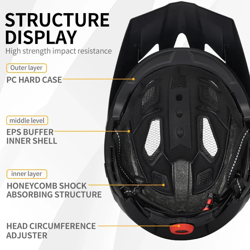Eastinear Adult Mtb helmet Bicycle Full Face Detachable One-piece Motorcycle Riding Safety Helmet Head Protection outdoor