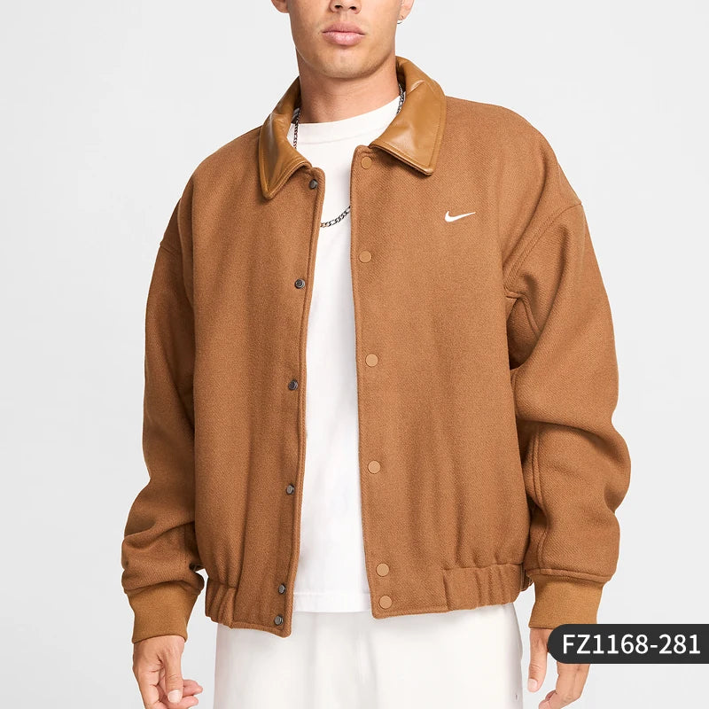 Nike Official Solo Swoosh Men's Retro Collar Single-breasted Jacket FZ1168-281