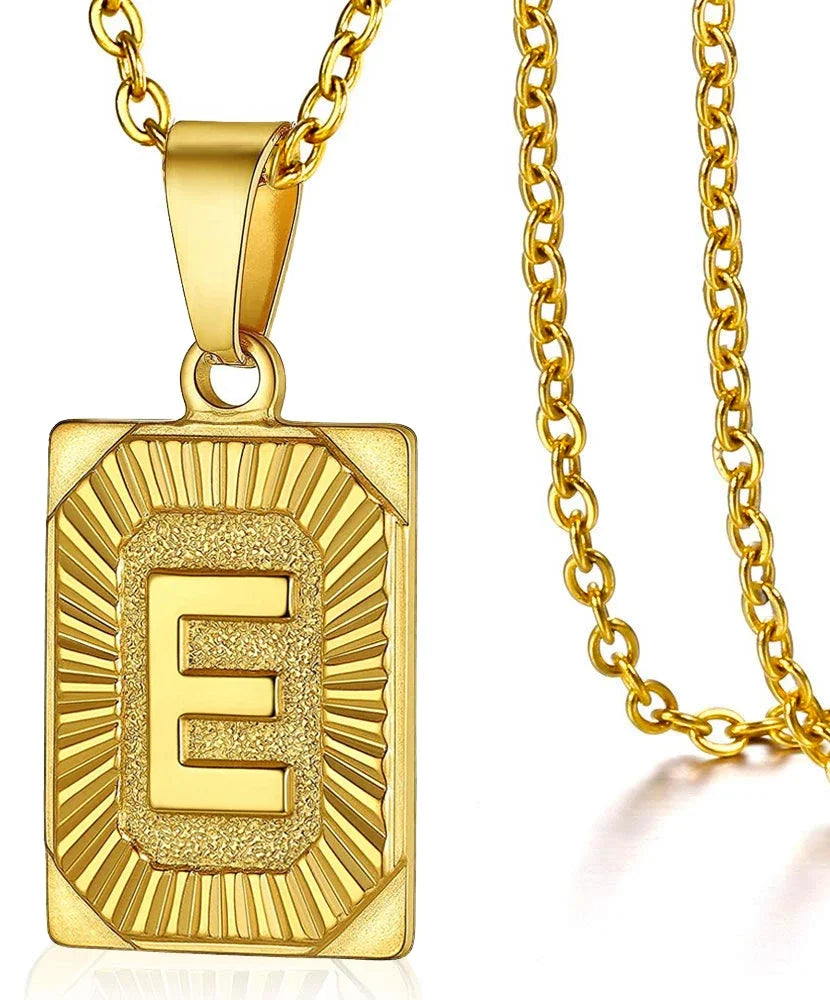 Initial Pendant Necklace for Women Simple Stainless Steel