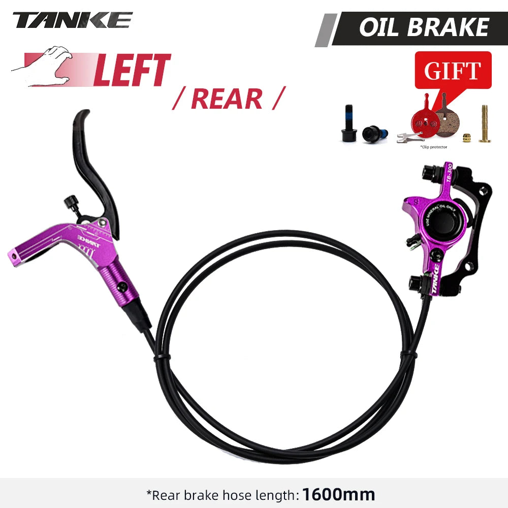 TANKE Mountain Bike Hydraulic Disc Brake Kit with 160mm Rotors, Hydraulic Calipers, Front and Rear Mounts, and 22.2mm Handlebar