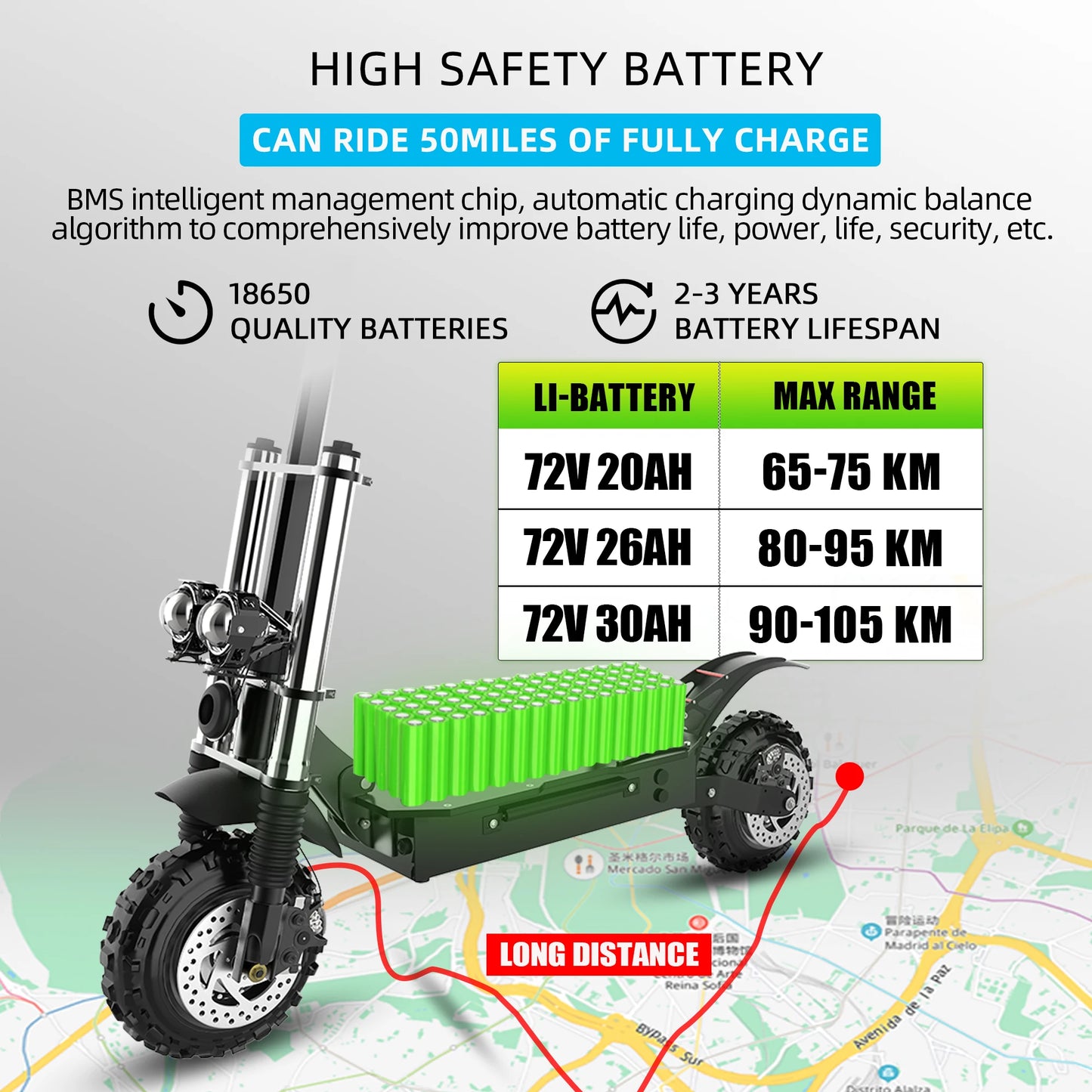 6000W Electric Scooter for Adults 85KM/H Max Speed Dual Motor