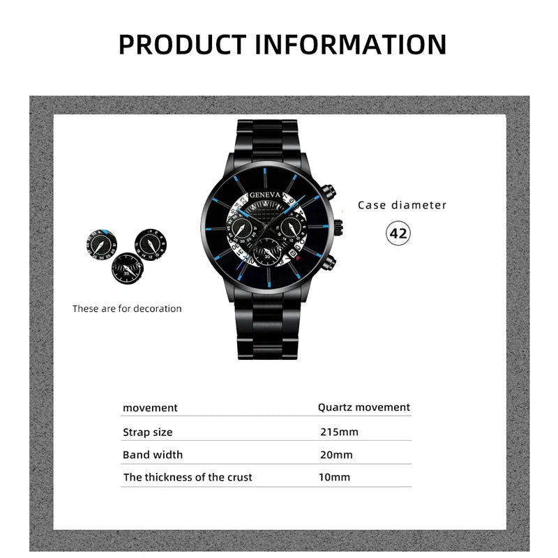 Fashion Mens Stainless Steel Watches Luxury Quartz