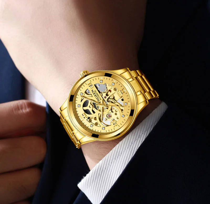 Casual Business Skeleton Automatic Watch for Man