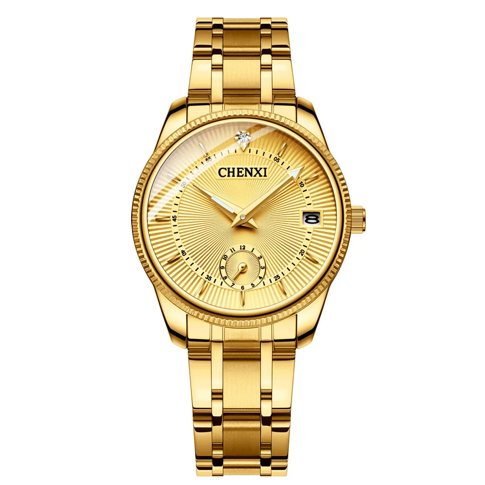 CHENXI Fashion Couple Golden Watches Casual Men and Women
